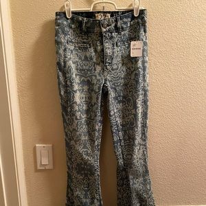 Free people flare leg patterned jeans